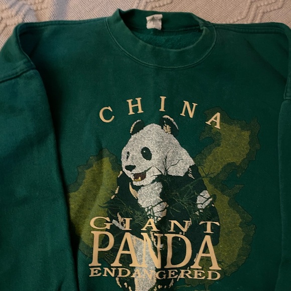 Vintage Giant Endangered Panda Sweatshirt Crewneck Pullover Large - Picture 2 of 6